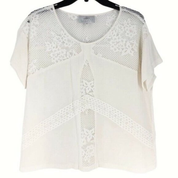 Madison Marcus Silk Cap Sleeve Top/Blouse Sz M Lace Detail - Picture 1 of 4